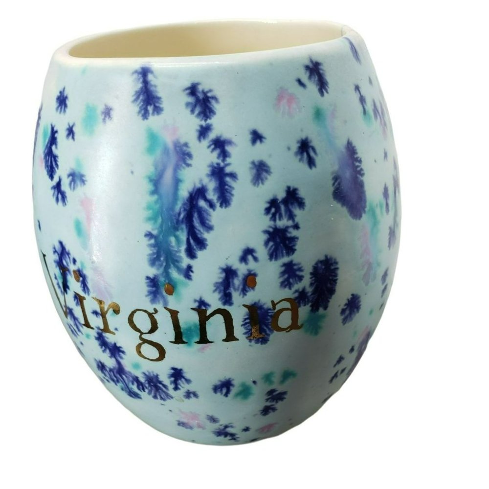 Vintage Retro 1972‎ Blue Splatter Paint Purple Turquoise Virginia Coffee Cup Mug